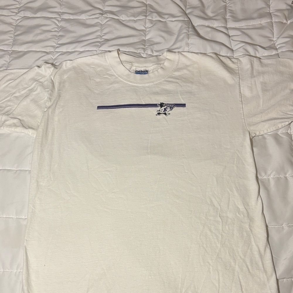 K-State White Tee with Willie Wildcat and EMAW Graphic